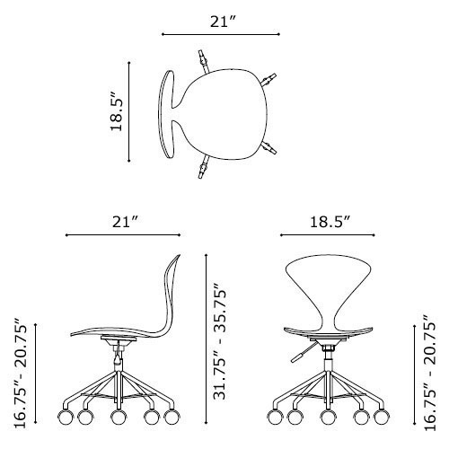 Norman Cherner Office Task Chair Swivel Base White Lacquer Seat