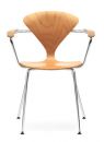 Norman Cherner Armchair Chrome Base and Arms with Natural Beech Seat