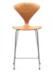 Norman Cherner Counter Bar Stool Chrome Base in Natural Beech