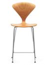 Norman Cherner Counter Bar Stool Chrome Base in Natural Beech