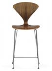 Norman Cherner Counter Bar Stool Chrome Base in Natural Walnut