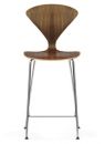 Norman Cherner Counter Bar Stool Chrome Base in Natural Walnut