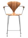 Norman Cherner Bar Stool with Arms Chrome Base in Red Gum