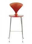 Norman Cherner Counter Bar Stool Chrome Base in Stella Orange