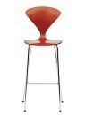 Norman Cherner Counter Bar Stool Chrome Base in Stella Orange