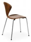 Norman Cherner Stacking Side Chair Chrome Base Classic Walnut Seat