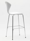 Norman Cherner Counter Bar Stool Chrome Base in White Lacquer