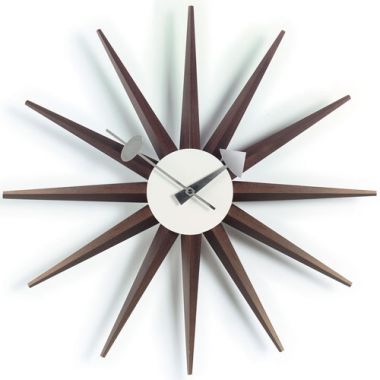 Vitra Nelson Sunburst Wall Clock Walnut by George Nelson