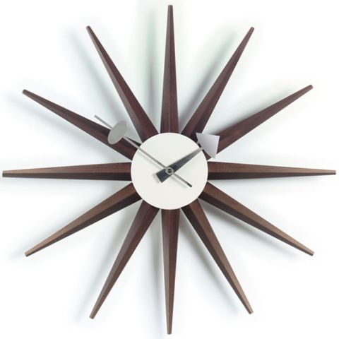 Vitra Nelson Sunburst Wall Clock Walnut by George Nelson