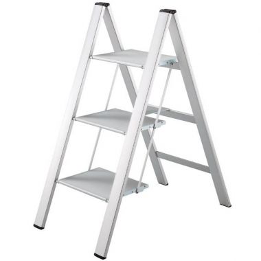 3-Steps Folding Step Stool Ladder in UltraSlim Lightweight Aluminum