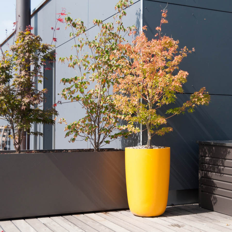Geisha Contemporary Tall Outdoor Planter Pot, Round | Stardust Geisha Contemporary Tall Outdoor Planter Pot, Round | Stardust