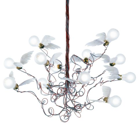 Ingo Maurer Birdie Modern Bird Chandelier with Feather Wings