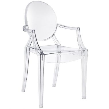 Kartell Louis Ghost Modern Clear Dining Armchair by Philippe Starck