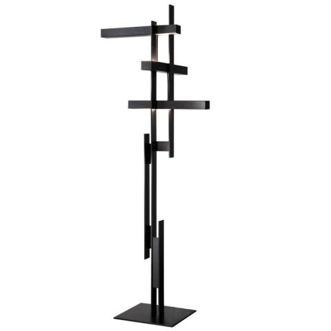 LAS 376 Contemporary Abstract Floor Lamp w/Column Shape, Oluce, Black