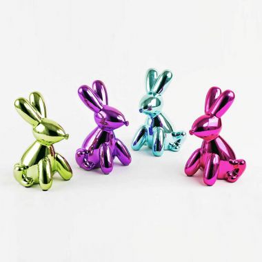 Metallic Bunny Balloon Animal Sculptures