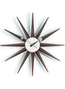 Vitra Nelson Sunburst Wall Clock Walnut by George Nelson