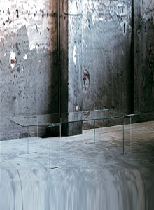 Glas Italia Naked Extendable Glass Dining Table by Piero Lissoni