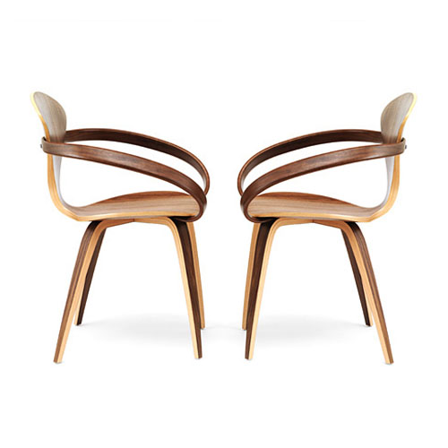 Norman Cherner Armchair Natural Walnut Seat With Solid Walnut Arms
