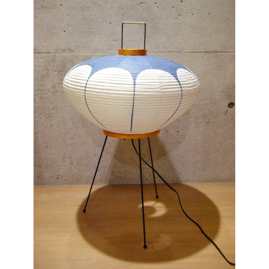 Noguchi Model Akari 9ad Table Lamp With Paper Lantern Shade Noguchi Model Akari 9ad Table Lamp With Paper Lantern Shade Blue