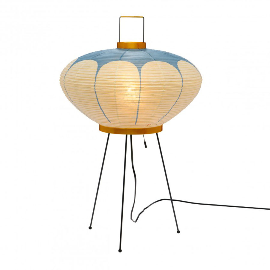 Noguchi Model Akari 9ad Table Lamp With Paper Lantern Shade Noguchi Model Akari 9ad Table Lamp With Paper Lantern Shade Blue Stardust