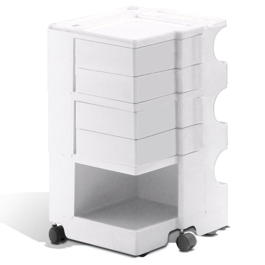 4 Drawer Rolling White Black Plastic Office Cart With Wheels Home