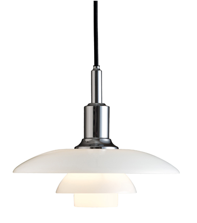 Louis Poulsen PH 3/2 White Glass Pendant Light by Poul Henningsen