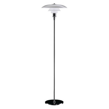 Louis Poulsen PH 3.5/2.5 Glass and Steel Floor Lamp by Poul Henningsen