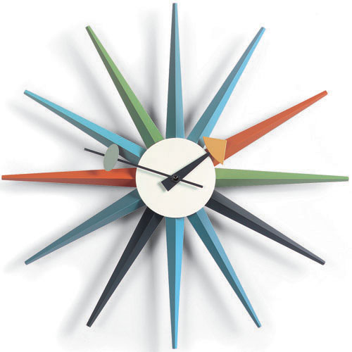 Sunburst Clock Multi Colour Stardust - Mid Century Modern Wall Clock History