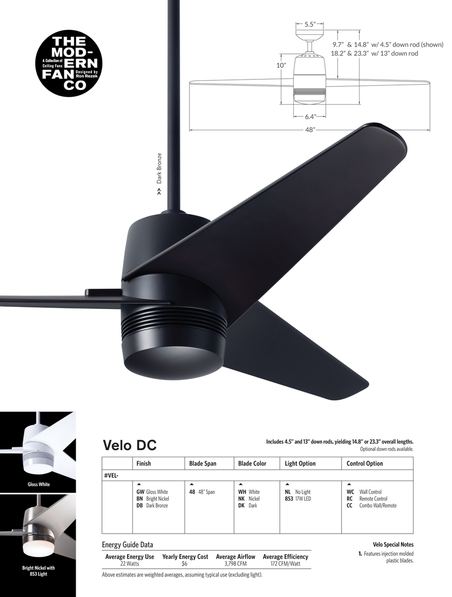 VELO Ceiling Fan by Modern Fan pany