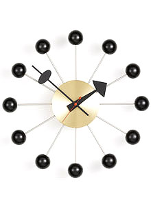 Vitra [BRASS] Ball Clock by George Nelson, Brass Dial w. Black Balls